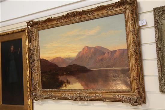 Alfred de Breanski (1852-1928) Sunset, Llyn Gwynant, North Wales 20 x 30in.